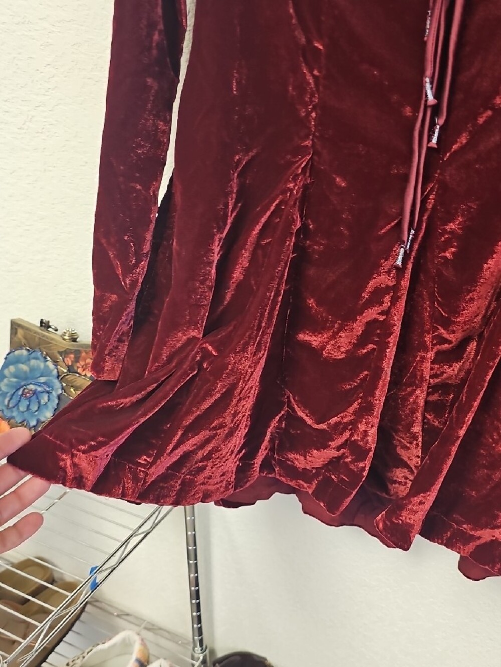Free People Linney Velvet Burgundy Long Sleeve Mini Dress - Picture 4 of 9